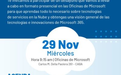 29/11 – Te contamos nuestras experiencias sobre IA, RPA en las oficinas de Microsoft de Argentina